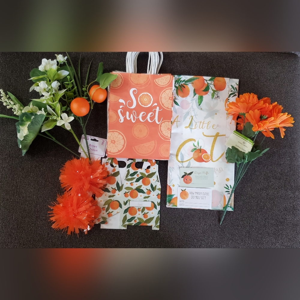 BABYSHOWER DECORATIONS *ORANGE LITTLE CUTIE THEME*